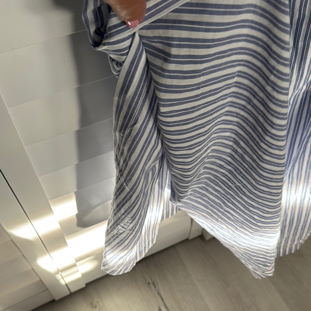 J. Crew Blue Oversized Smocked Sundress Square Neck Midi,half lined, side slits. - Picture 5 of 9